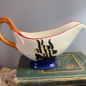 Hand-Painted Fish Design Gravy Boat